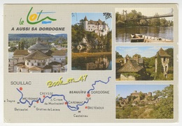 {57252} Le Lot A Aussi Sa Dordogne , Plan Carte Et Multivues ; Souillac , Pont Suspendu , Bretenoux , Carennac - Cartes Géographiques