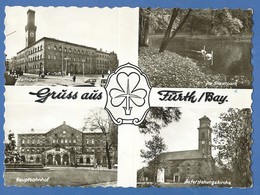 Fürth,1958,Rathaus,Im Stadtpark,Hauptbahnhof,Auferstehungskirche,Werbestempel-Besucht Das Neue Fürther Stadtbad, - Fürth