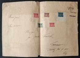 Czechoslovakia Turnov To Prague 1945 Red Seals 18x32cm Missing Registered Label - Other & Unclassified