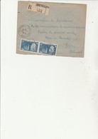 LETTRE RECOMMANDEE AFFRANCHIE N° 842 PAIRE - OBLITEREE CAD CHERBOURG 16-6-1951-MANCHE - 1921-1960: Période Moderne