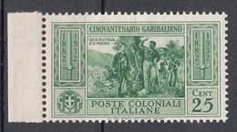 Emissioni Generali - Cinquantenario Garibaldino (1932) - 25 Cent. ** - Emisiones Generales