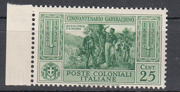 Emissioni Generali - Cinquantenario Garibaldino (1932) - 25 Cent. ** - Emisiones Generales