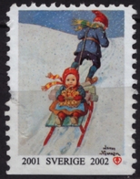 Sledge Sleigh -  Christmas 2001 2002 SWEDEN Tuberculosis TBC Charity Stamp Label Cinderella Vignette GOD HELG - Invierno