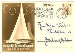 GERMANY Olympic Stationery With Olympic Single Ring Machine Cancel Berlin W G9G 7.8.36 During The Games - Sommer 1936: Berlin