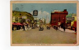 WINDSOR, Ontario, Canada, Ouelette Avenue & Stores, 1943 WB PECO Postcard, Essex County - Windsor