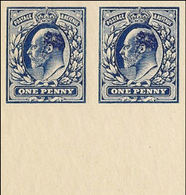 GREAT BRITAIN 1913 Edward IMPERF WMK PAIR MARGIN Printer's Sample Trial [PRINT:1000] - Essays, Proofs & Reprints