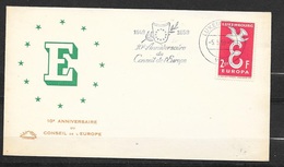 Luxembourg Lettre Illustrée 10ème Anniversaire Du Conseil De L'Europe Luxembourg Le 5/5/1959 Avec Le N°548   B/TB - Covers & Documents