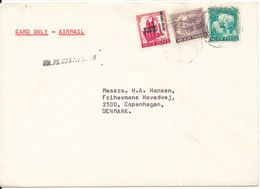 India Cover Sent Air Mail To Denmark With Stamp Overprinted Refugee Relief - Storia Postale