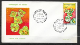 Congo FDC  Lettre Premier Jour Illustrée Brazaville Le 09/08/1963 Poste Aérienne N°8 Costus Spectabilis TB - FDC