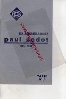 78- USINE A VERSAILLES-LES ACCUMULATEURS PAUL GADOT- BATTERIE -BATTERIES-1885-1932- TARIF N° 160 BD. SOMME PARIS- - Automobile