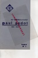 78- USINE A VERSAILLES-LES ACCUMULATEURS PAUL GADOT- BATTERIE -BATTERIES-1885-1932- TARIF N° 160 BD. SOMME PARIS- - Automovilismo