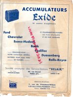 92- LEVALLOIS PERRET- PUBLICITE ACCUMULATEURS EXIDE-FORD -CHEVROLET-ESSX HUDSON-BUICK-CADILLAC-ROLLS ROYCE-DUESENBERG - Automobile