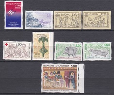 ANDORRE  N° 376 à 384  NEUF** LUXE  MNH   ANNEE COMPLETTE 1989 - Full Years