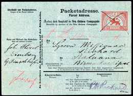 Beleg 1888, Vorläufer-Paketkarte Der Neu-Guinea-Compagnie 2 Mk. Rot, Regulär Gebrauchtes Bedarfsstück Aus Simbang/Finsch - Autres & Non Classés