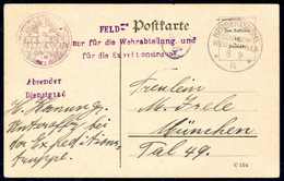 Beleg Nach Deutschland Beförderte Feldpostkarte: HERBERTSHÖHE 8/9 14, Klar Auf Amtlicher Aushilfs-Feldpostkarte Mit Dien - Other & Unclassified