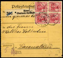 Beleg 10 Pfg. = 7½ H., "Königsberg-Marken", 20 Exemplare, Teils In Einheiten Vs. Und Rs. Auf Schöner Gelber Paketkarte ( - Otros & Sin Clasificación