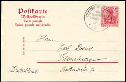 Beleg OST-AFRIKANISCHE ZWEIGLINIE "II" 12/3 09, Klar Auf Schöner Postkarte Germania 10 Pfg. Mit Schiffsangabe "Erna Woer - Sonstige & Ohne Zuordnung