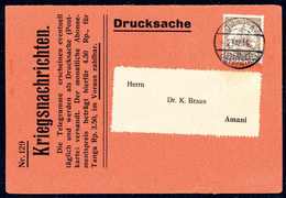 Beleg TANGA "a" 23/12 14, Klar Auf Orangefarbener Kriegsnachrichtenkarte Nr.129 (Doppelkarte), Frankiert Mit 2½ H. Nach  - Other & Unclassified