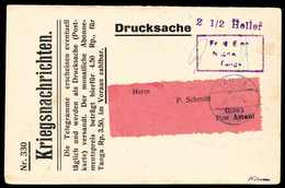 Beleg TANGA 26/7 15, Klar Auf Kriegsnachrichtenkarte Nr.330 Mit Barfrankierungs-R3 "2½ Heller" (leicht Fleckig), Sign. W - Autres & Non Classés