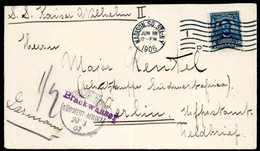 Beleg BRACKWASSER, Violetter Wanderstempel Vom 20/3 07 Vs. Und Rs. Auf Brief USA 5 C. Vom 18.6.1906 Nach Berlin Adressie - Andere & Zonder Classificatie