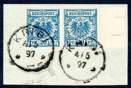 Briefst. 20 Pfg., Tadelloses, Waagr. Paar Mit Re. Bogenrand, Zwei Volle Stempel KRIBI 4/3 97 (Dr.Steuer 2x). (Michel: V4 - Other & Unclassified