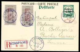Beleg 5 C. A. 5 Pfg., Tadellose Einschreibe-Postkarte Mit Zusatzfrankatur Dahomey Zweimal 20 C. Und Klaren Stempeln ATAK - Autres & Non Classés