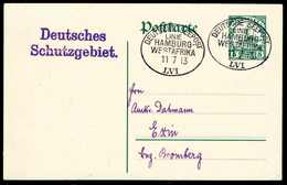 Beleg HAMBURG-WESTAFRIKA "LVI" 11/7 13, Klar Auf Tadelloser Dahmann-Postkarte 5 Pfg., Beiges. L2 "Deutsches Schutzgebiet - Autres & Non Classés