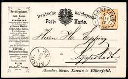 Beleg ½ Gr., Schöne Luxus-Werbe-Postkarte Mit Idealem Hufeisenstpl. ELBERFELD 4/3 73 (Sp.12-1). Auf Brustschilden Eine ä - Sonstige & Ohne Zuordnung