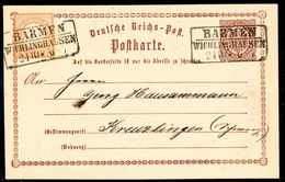 Beleg ½ Gr., Zusatzfrankatur Auf Ganzsachenkarte ½ Gr. Braun In Die Schweiz, Klare R3 BARMEN/WICHLINGHAUSEN 24/10 (1873) - Sonstige & Ohne Zuordnung