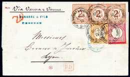 Beleg Forwarded-Brief Aus Brousse: ½ Gr. Mit 1 Gr. Karminrosa Und Waagr. Dreierstreifen 2½ A. 2½ Gr. Rotbraun Auf Schöne - Other & Unclassified