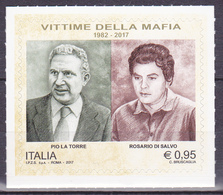 Timbre-poste Autocollant Neuf** - Vittime Della Mafia Pio La Torree Rosario Di Salvo - N° 3737 (Yvert) - Italie 2017 - 2011-20: Mint/hinged
