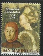 REPUBBLICA DI SAN MARINO 2004 PERSONAGGI DELLA LETTERATURA FRANCESCO PETRARCA € 0.45 USATO USED OBLITERE' - Usados