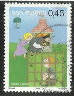 REPUBBLICA DI SAN MARINO 2004 UN MONDO DI FAVOLE HANSEL E GRETEL € 0.45 USATO USED OBLITERE' - Usados