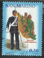 REPUBBLICA DI SAN MARINO 2005 MILIZIA UNIFORMATA SOTTUFFICIALE CON SCIABOLA E LA TERZA TORRE € 0.36 USATO USED OBLITERE' - Usados