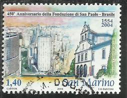 REPUBBLICA DI SAN MARINO 2004 CITTA DI SAN PAOLO DEL BRASILE € 1.40 USATO USED OBLITERE' - Usados