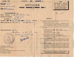 VP12.017 - MILITARIA - SARRELOUIS - 1ère Division Blindée 68e Régiment D'Artillerie - Permission Soldat QUELARD - Documents