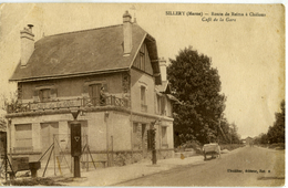 Sillery Route De Reims à Chalons Café De La Gare   Belles Pompes à Essence - Sillery