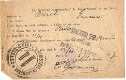 VP12.025 - MILITARIA - Guerre 14 / 18 - PARIS -  Gare Saint - Lazare X EVREUX - Soldat P. RORET - Documents