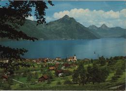 Beckenried - Luftseilbahn Beckenried-Klewenalp, Blick Gegen Gersau Und Brunnen Mit Mythen - Photo: Engelberger - Beckenried