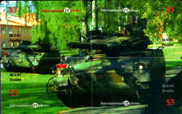 TANK IKV-91 PUZZLE OF 4 PHONE CARDS - Armée