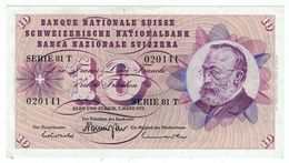 Suisse // Schweiz // Switzerland // 10 Francs 1973 No.020141 Série 81T  (billet Neuf) - Suiza