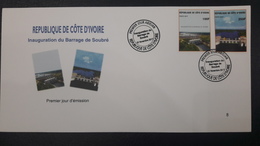 COTE D'IVOIRE IVORY COAST 2017 - INAUGURATION BARRAGE SOUBRE WATER EAU ARCHITECTURE - FDC ENVELOPPE - ULTRA RARE - MNH - Acqua