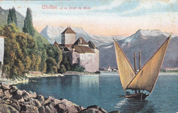 SUISSE,SWITZERLAND,SWISS, HELVETIA,SCHWEIZ,SVIZZERA ,MONTREUX EN 1911,VAUD,lac,chateau Chillon,voilier,bateau - Montreux