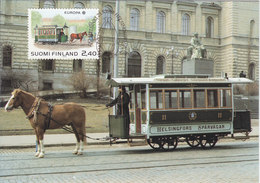 FINLAND, Europa CEPT Tramway, Horse Maximum Card 1988 - Mi# 1052 - Maximumkaarten