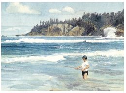(DEL 561) Australia Norfolk Island - With Stamp At Back Of Card - Rock Fishing - Norfolk Island