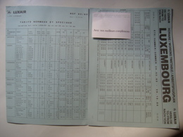 LUXAIR. TARIFS NORMAUX ET SPECIAUX / HORAIRE / WORKING TIMETABLE - LUXEMBOURG, 1989. - Timetables