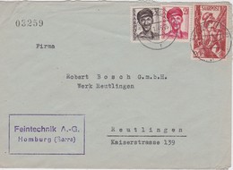 SARRE 1949 LETTRE DE HOMBURG - Storia Postale