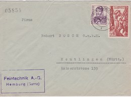 SARRE 1949 LETTRE DE HOMBURG - Storia Postale