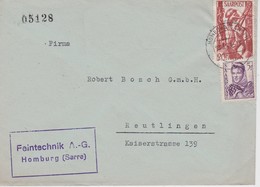 SARRE 1949 LETTRE DE HOMBURG - Storia Postale