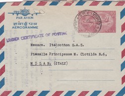 STORIA POSTALE - INDIA BOMBAY - AEROGRAMME 65 P - DESTINAZIONE ITALIA ( MILANO ) - Aerogrammi